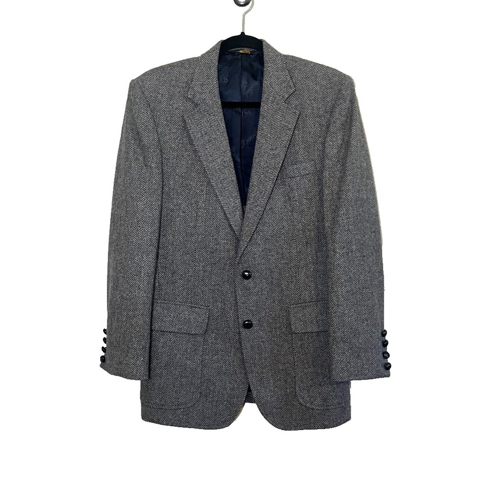 Vintage Wool Herringbone Tweed Blazer 38" Classic Ivy League Heritage Academia